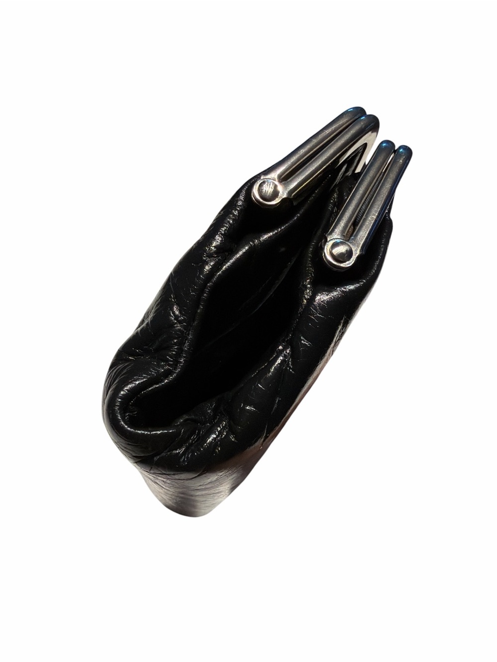 Hobo Classic Black Leather Kiss-Lock Clutch - Picture 5 of 9